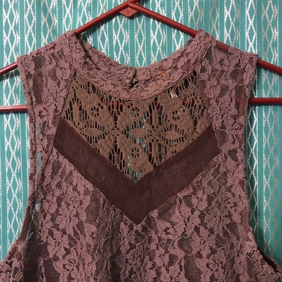 Free People purple lace tunic sz L - Picture 2 of 5